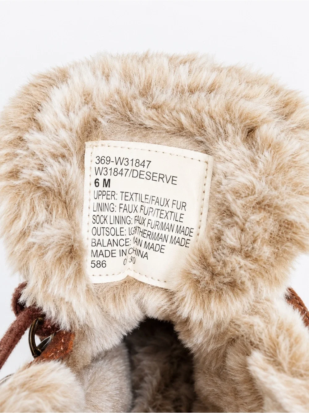 White Mountain Deserve Faux Fur Lace-Up Hiking Boots Women’s Size 6